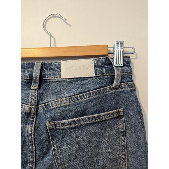 Pistola Kick Crop Flare Size 25 Medium Wash Distressed Knee - Picture 6 of 10